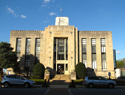 Franklin County Courthouse in Winchester Tennessee where affidavits of diligent search and service of process documents are filed